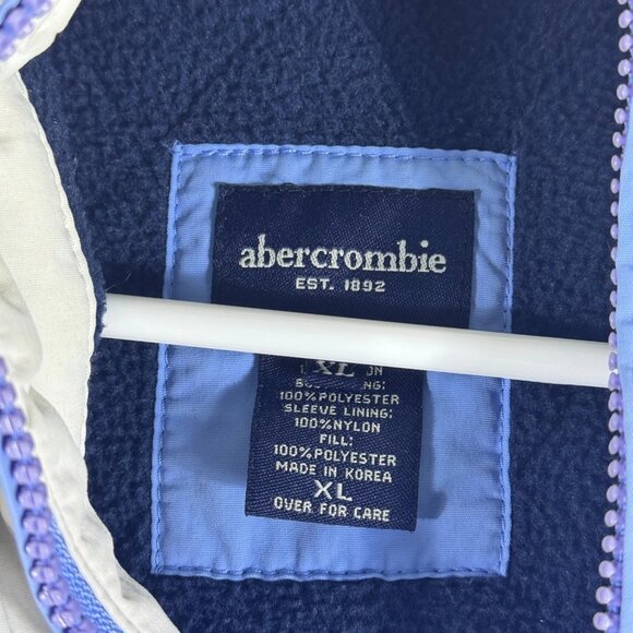 Abercrombie & Fitch Men's Windbreaker Jacket Blue Full-Zip Lined Hooded Size XL - Picture 12 of 15
